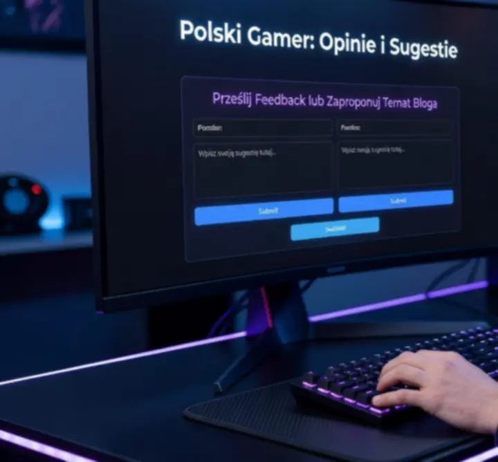 Gracz dzielący się opinią online przy stanowisku gamingowym